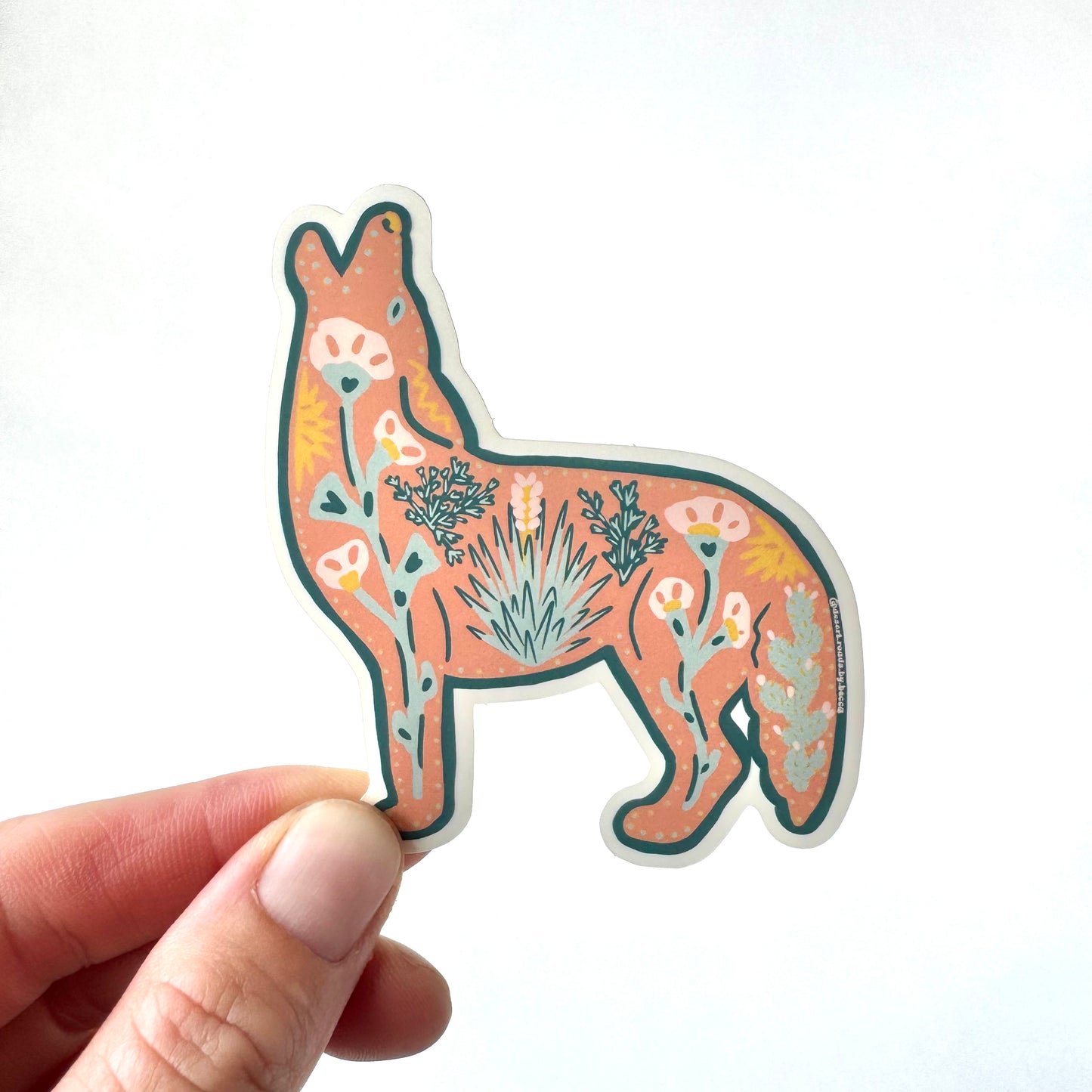 Desert flora coyote vinyl sticker