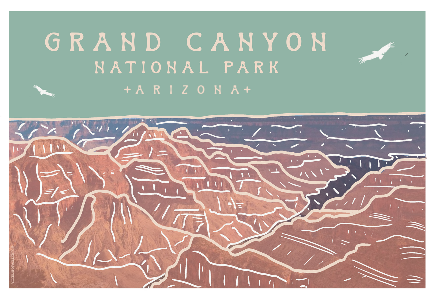 Grand Canyon National Park, Arizona Vinyl Sticker - Turquoise Sky Collection
