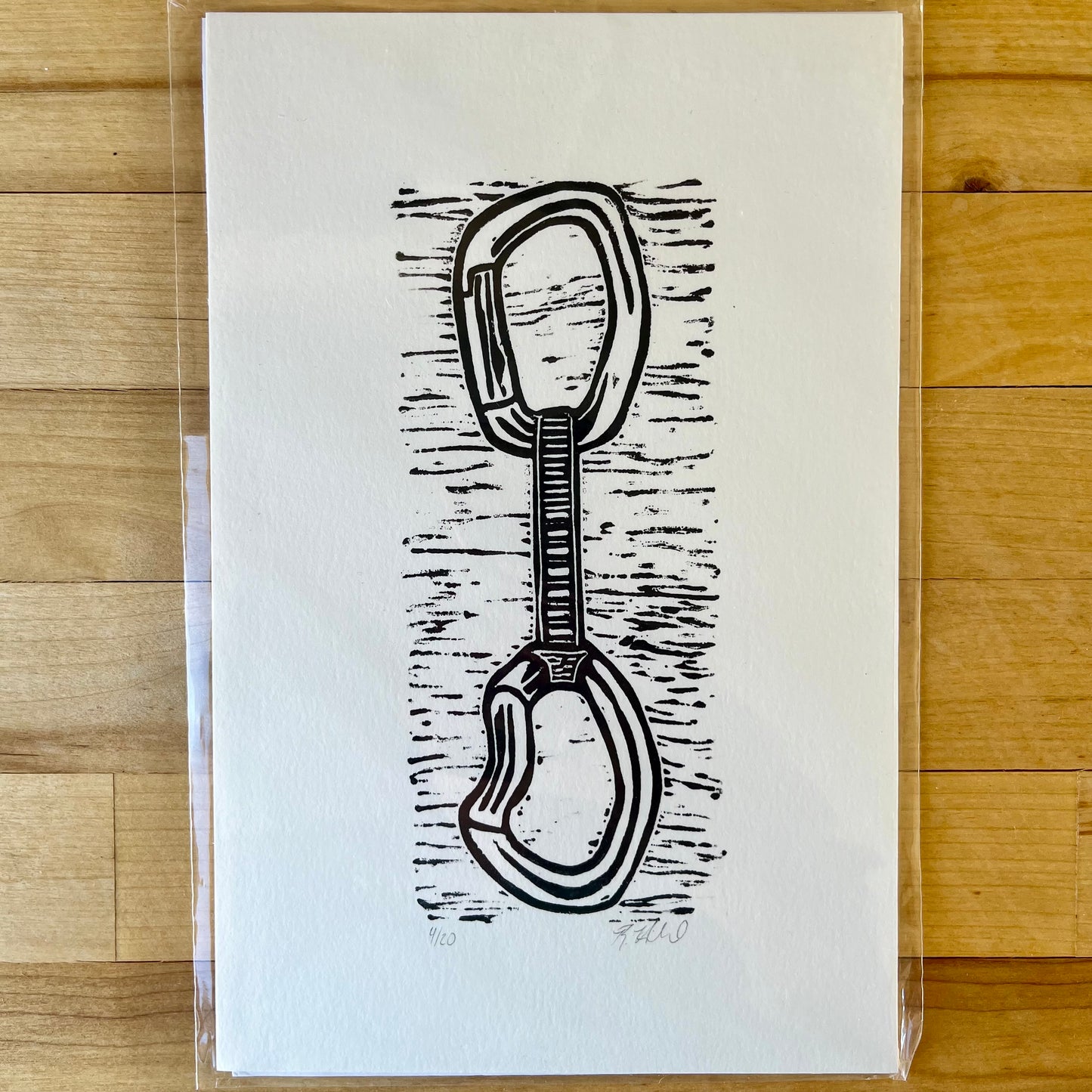 Handprinted Quickdraw Rock Climbing Print