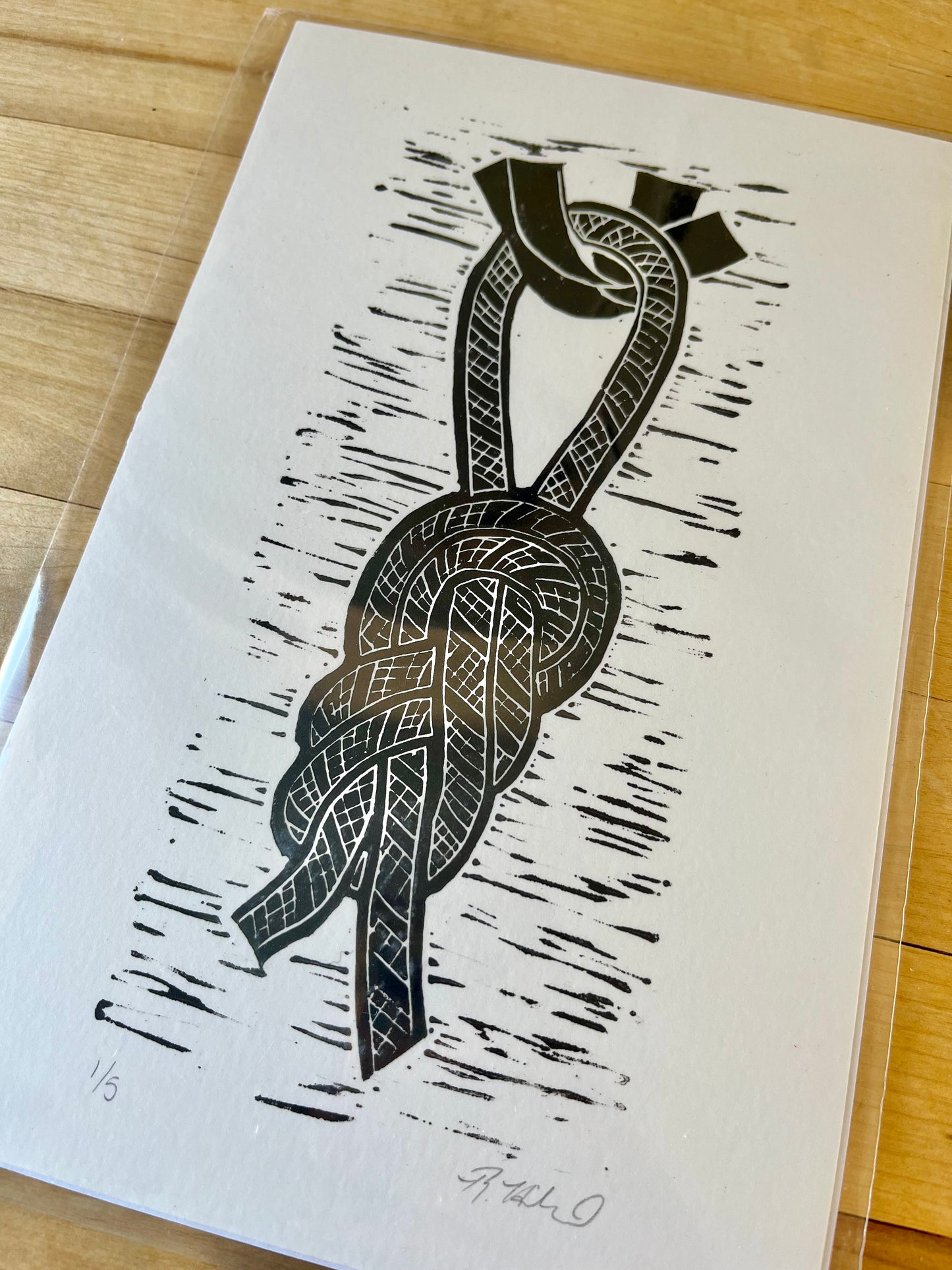 Handprinted Figure 8 Knot Rock Climbing Print