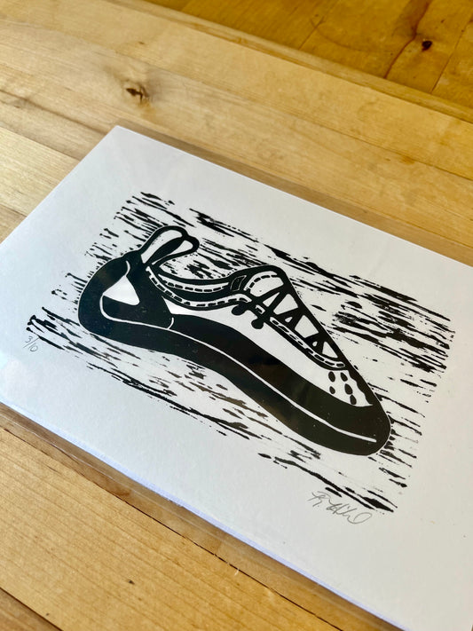 Handprinted Rock Climbing Shoe Print