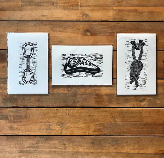 Handprinted Rock Climbing Print Set - ALL 3 Climbing Prints