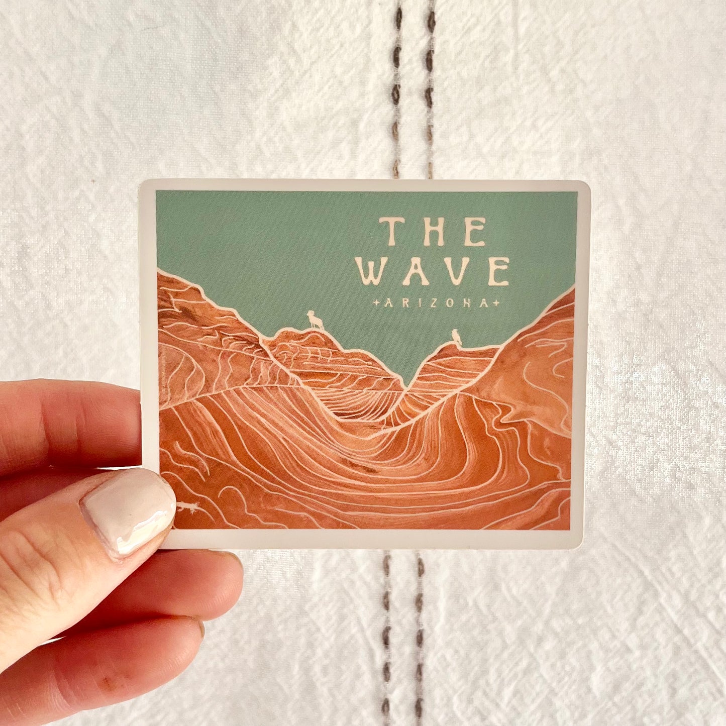 The Wave, Coyote Buttes North/Vermilion Cliffs National Monument Arizona Vinyl Sticker - Turquoise Sky Collection