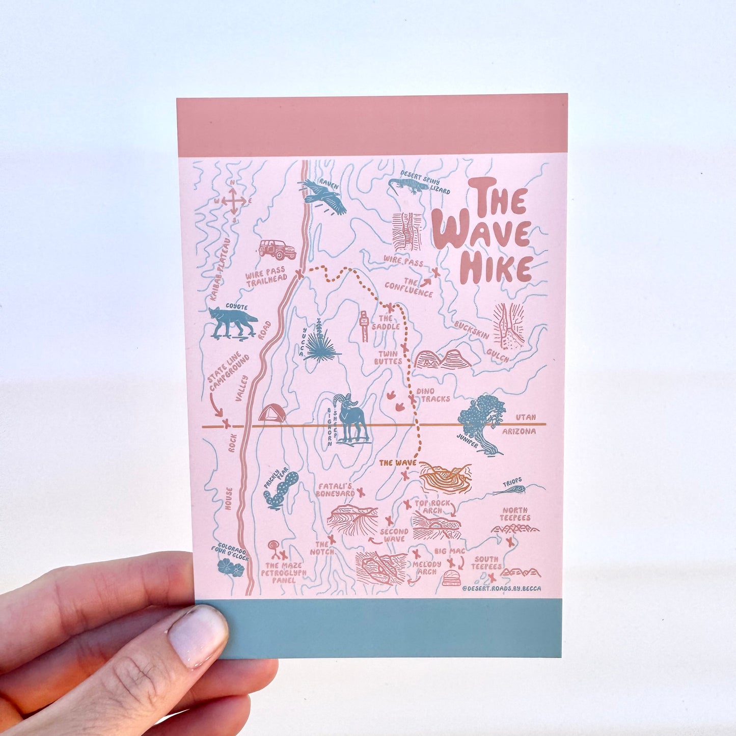 “The Wave Hike” Postcard, Arizona, Coyote Buttes North, Vermilion Cliffs National Monument