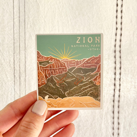 Zion National Park, Utah Vinyl Sticker - Turquoise Sky Collection